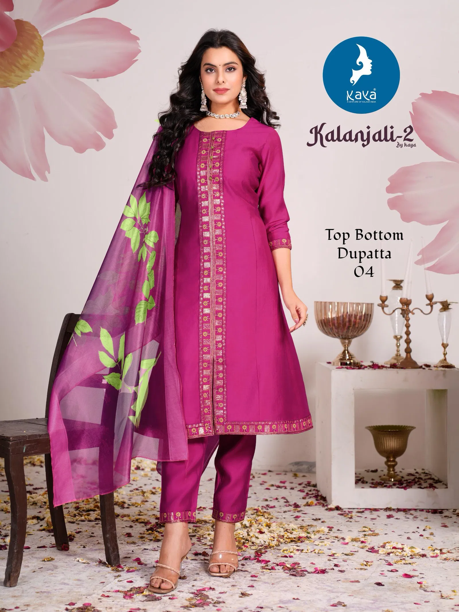 Kalanjali 2 By Kaya Roman Silk Kurti With Bottom Dupatta Suppliers In India